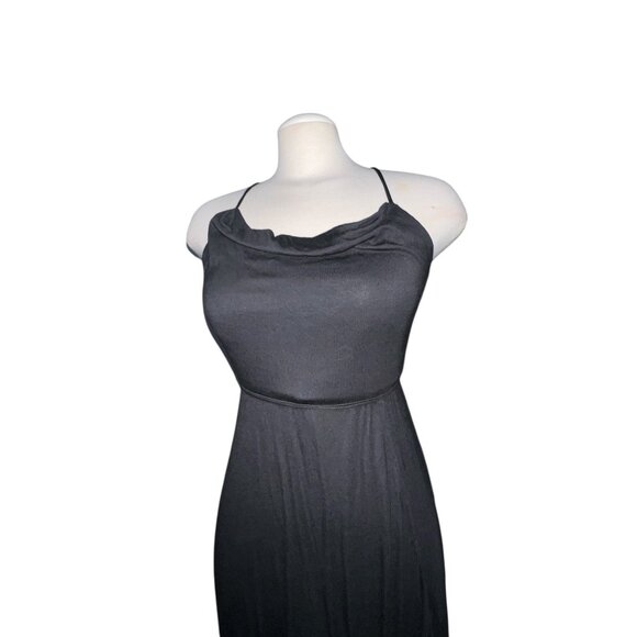 Halara Ribbed Cowl Neck Backless Crisscross Lace Up Split Midi Party Dress Sz Sm - Picture 9 of 14